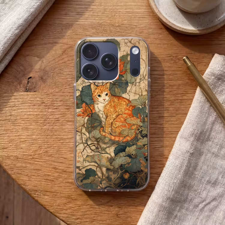 Kat - Sierlijk - Bloemen Telefoonhoesje iPhone 17 Pro klein -sfeer1
