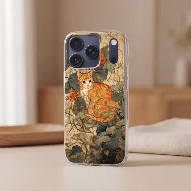 Kat - Sierlijk - Bloemen Telefoonhoesje iPhone 17 Pro klein -sfeer2