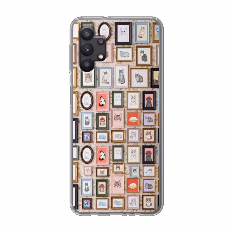Kat - Portret - Dieren - Illustratie - Lijst Telefoonhoesje Samsung Galaxy A32 5G klein -3d