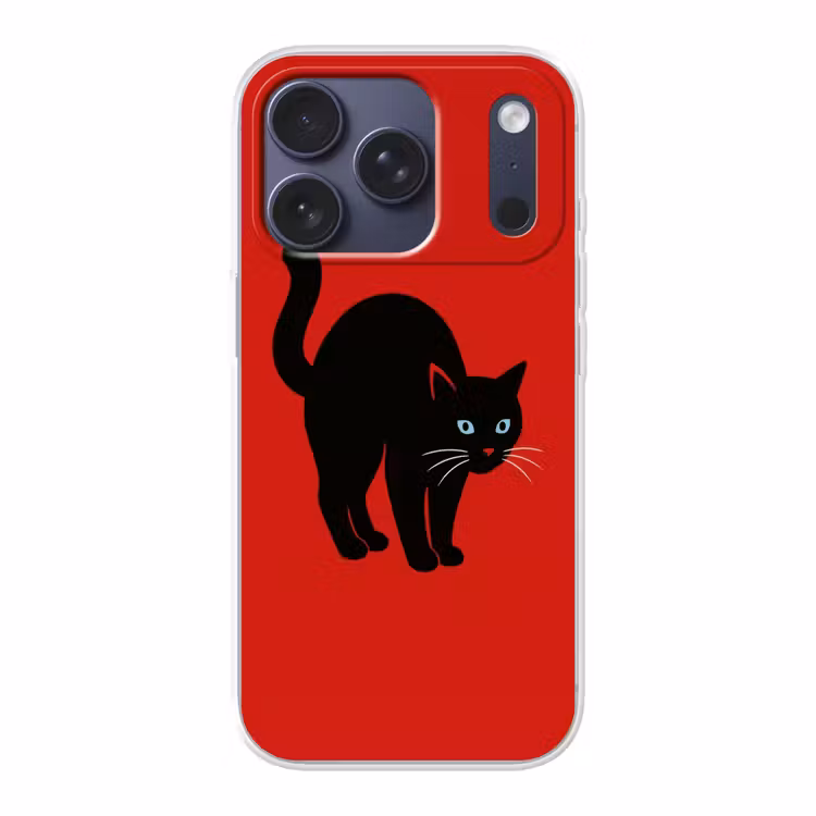 Kat - Zwart - Staart Telefoonhoesje iPhone 17 Pro klein -3d