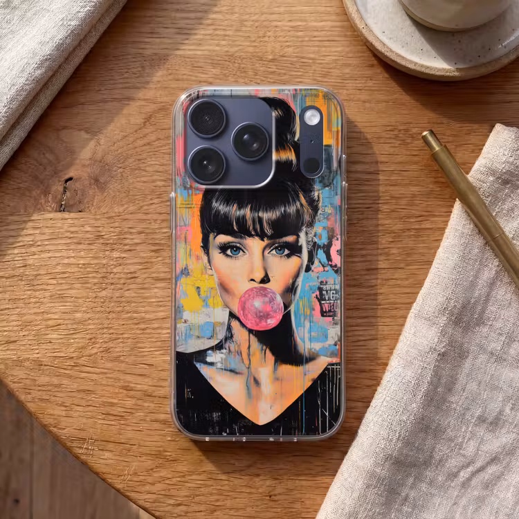 Kauwgom - Vrouw - Penseelstreken - Modern Telefoonhoesje iPhone 17 Pro klein -sfeer1