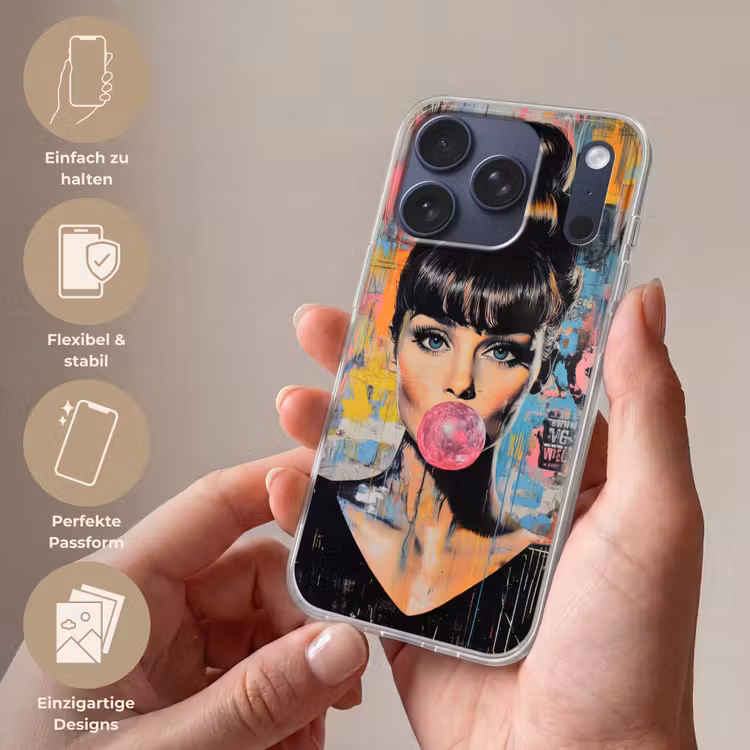 Kauwgom - Vrouw - Penseelstreken - Modern Telefoonhoesje iPhone 17 Pro klein -sfeer3_DE