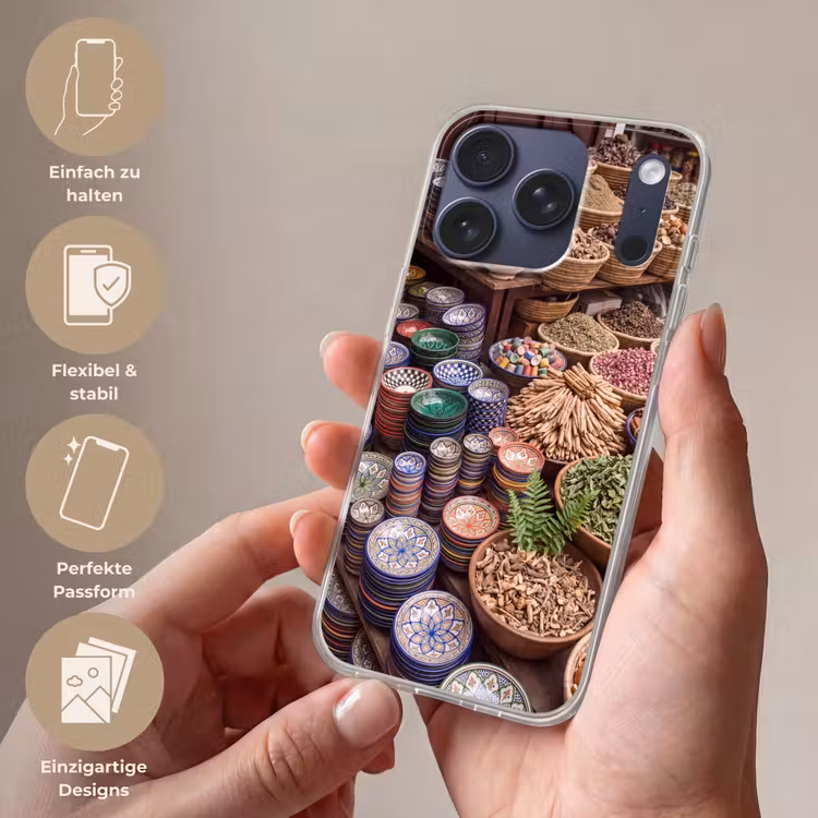 Handyhülle - Keramik – Orientalisch – Farbenfroh - Aardewerk - Oosters - Kleurrijk Telefoonhoesje iPhone 17 Pro klein