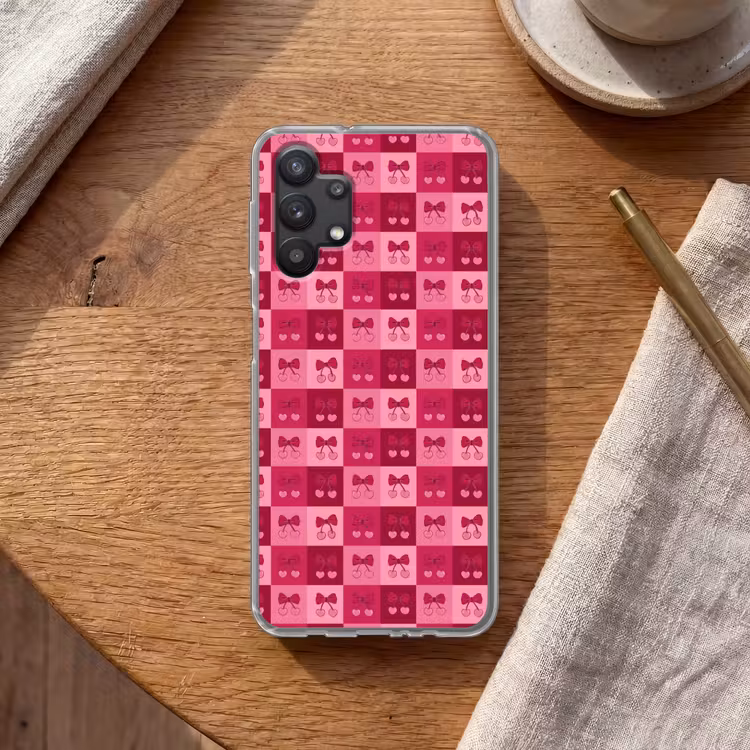 Kersen - Strikjes - Speels - Roze - Bordeaux Telefoonhoesje Samsung Galaxy A32 5G klein 346 -sfeer1