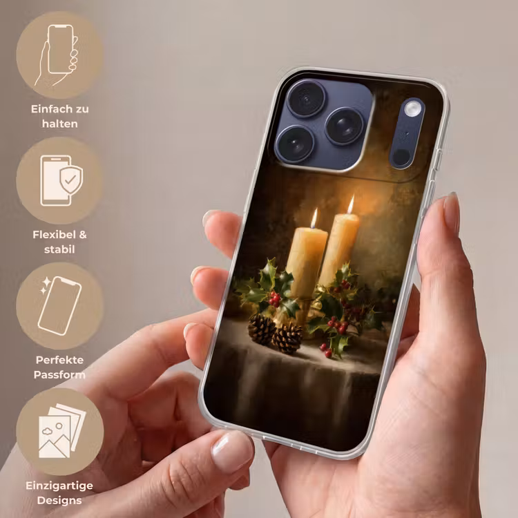 Kaarslicht - Kerst - Veelkleurig Telefoonhoesje iPhone 17 Pro klein -sfeer3_DE