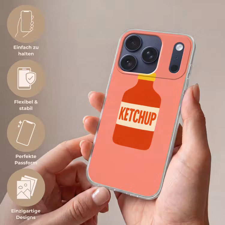 Ketchup - Fles - Rood - Minimalistisch Telefoonhoesje iPhone 17 Pro klein -sfeer3_DE