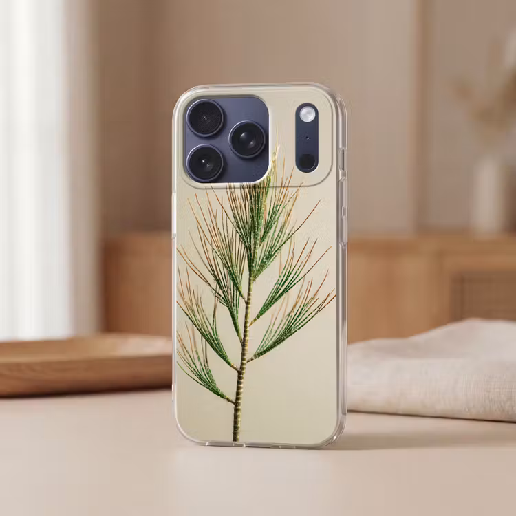 Dennentak - Naaldvormige bladeren - Lichtgroen Telefoonhoesje iPhone 17 Pro klein -sfeer2