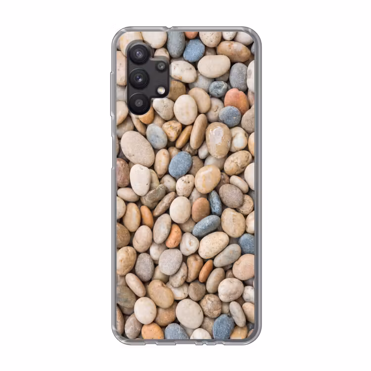 Kiezelstenen - Natuur - Textuur - Beige - Grijs Telefoonhoesje Samsung Galaxy A32 5G klein -3d