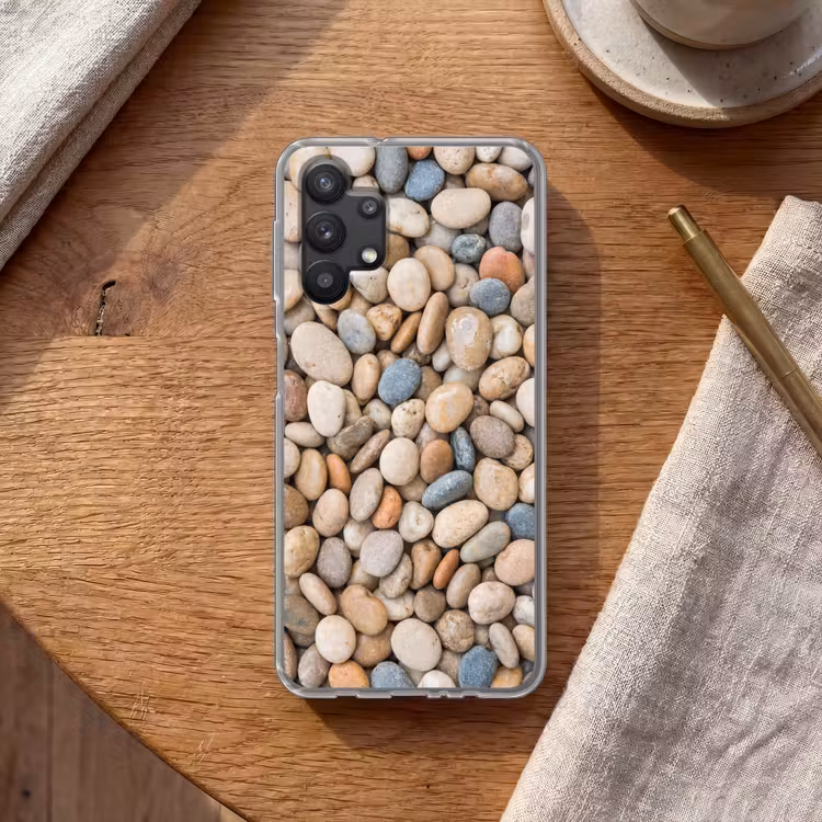 Kiezelstenen - Natuur - Textuur - Beige - Grijs Telefoonhoesje Samsung Galaxy A32 5G klein -sfeer1