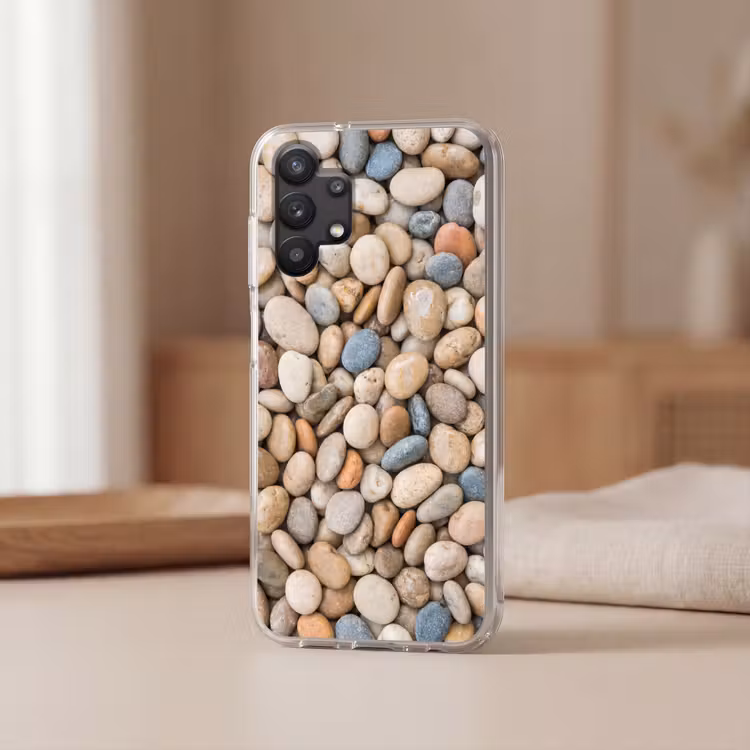 Kiezelstenen - Natuur - Textuur - Beige - Grijs Telefoonhoesje Samsung Galaxy A32 5G klein -sfeer2