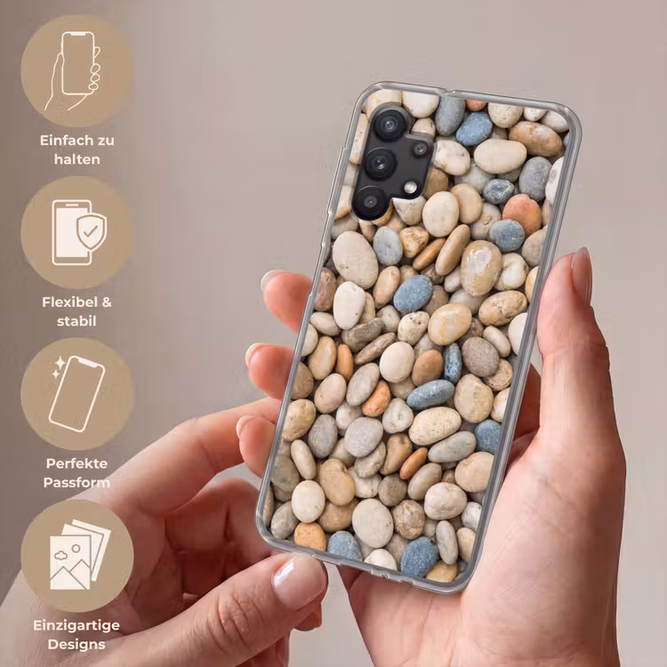 Kiezelstenen - Natuur - Textuur - Beige - Grijs Telefoonhoesje Samsung Galaxy A32 5G klein -sfeer3_DE