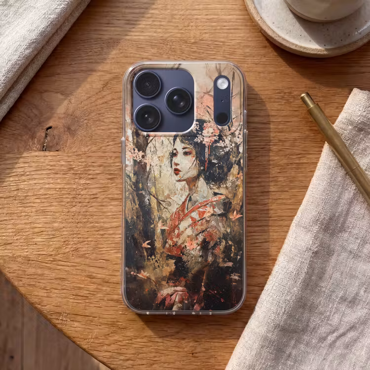 Kimono - Vrouw - kersenbomen Telefoonhoesje iPhone 17 Pro klein -sfeer1