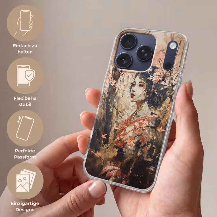 Kimono - Vrouw - kersenbomen Telefoonhoesje iPhone 17 Pro klein -sfeer3_DE
