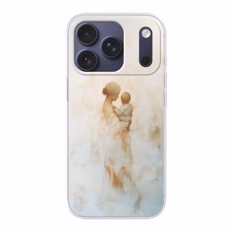Kind - Moeder - Waterverfschilderij Telefoonhoesje iPhone 17 Pro klein -3d