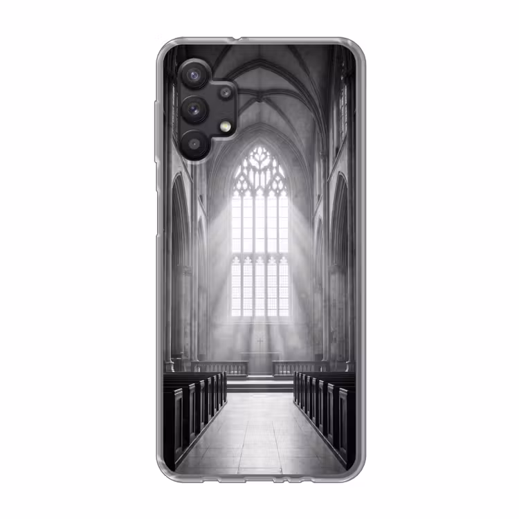 Kerk - Interieur - Lichtstralen - Architectuur - Klassiek Telefoonhoesje Samsung Galaxy A32 5G klein -3d