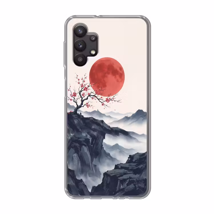 Kersenbloesem - Oosters - Rood Telefoonhoesje Samsung Galaxy A32 5G klein -3d