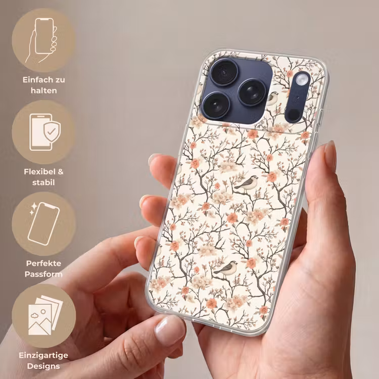 Kersenbloesem - Mus - Roze Telefoonhoesje iPhone 17 Pro klein 878 -sfeer3_DE