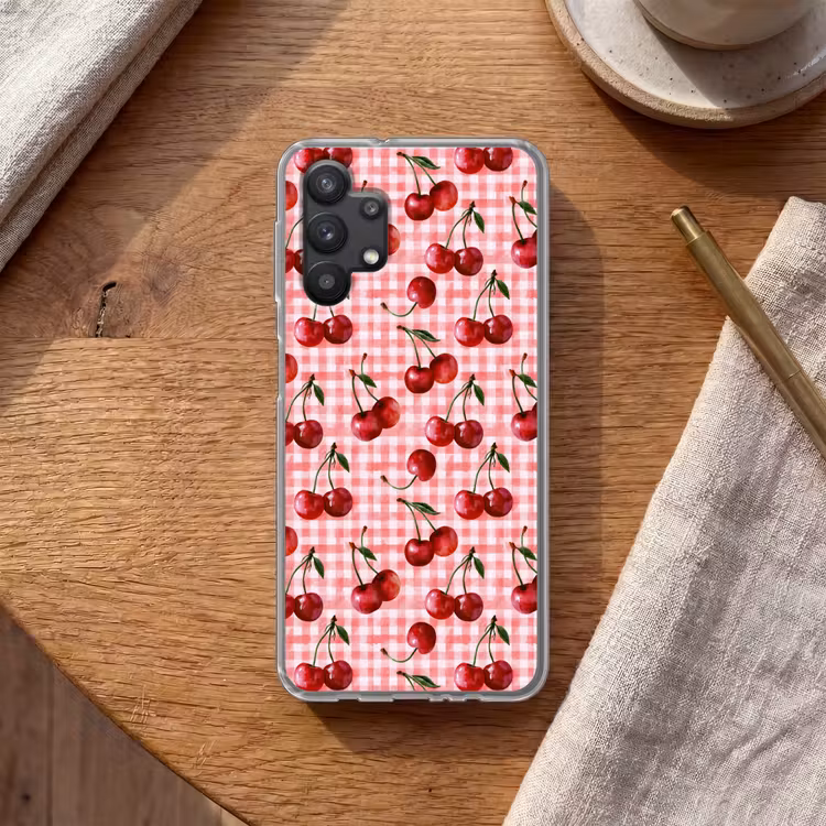 Kersen - Blokken - Rood Telefoonhoesje Samsung Galaxy A32 5G klein 346 -sfeer1
