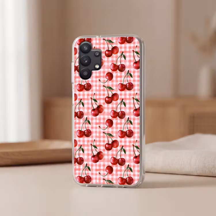 Kersen - Blokken - Rood Telefoonhoesje Samsung Galaxy A32 5G klein 346 -sfeer2