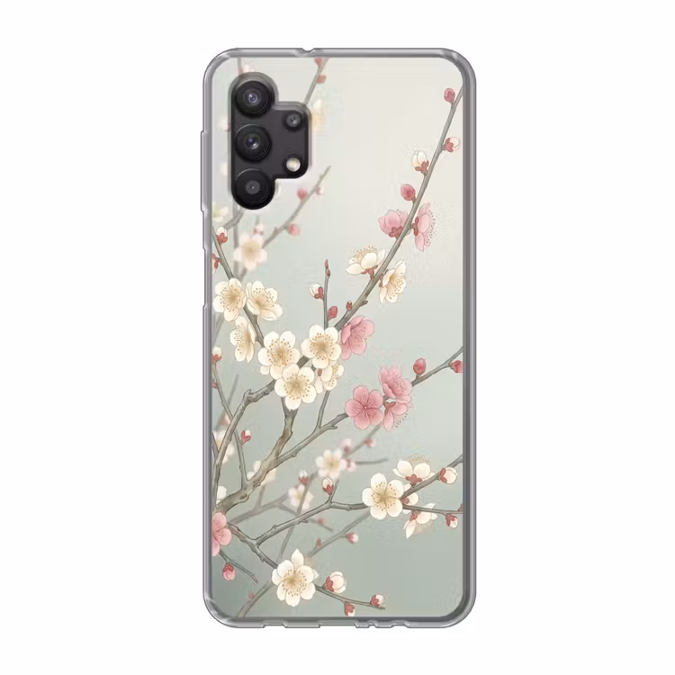 Kersen - Bloesem - Groen Telefoonhoesje Samsung Galaxy A32 5G klein -3d