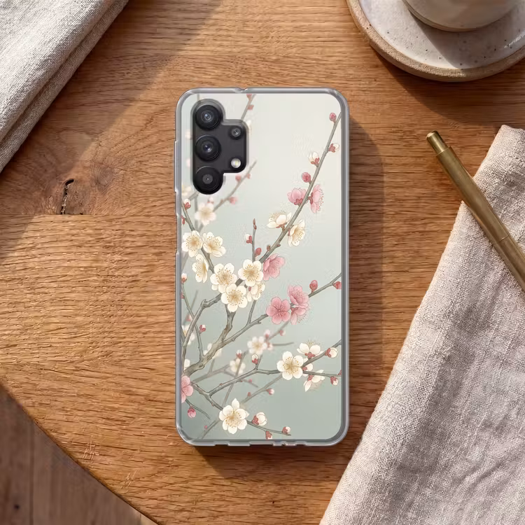 Kersen - Bloesem - Groen Telefoonhoesje Samsung Galaxy A32 5G klein -sfeer1
