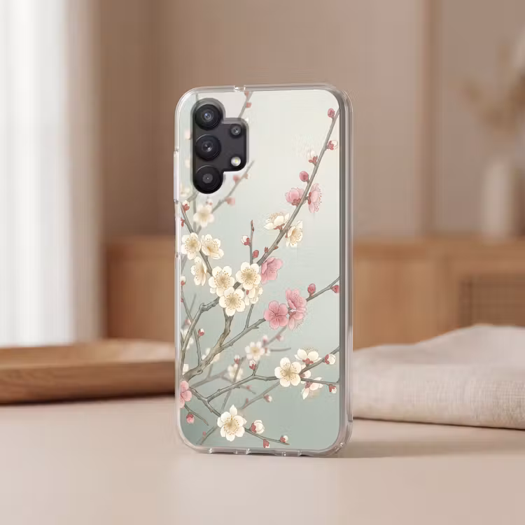 Kersen - Bloesem - Groen Telefoonhoesje Samsung Galaxy A32 5G klein -sfeer2