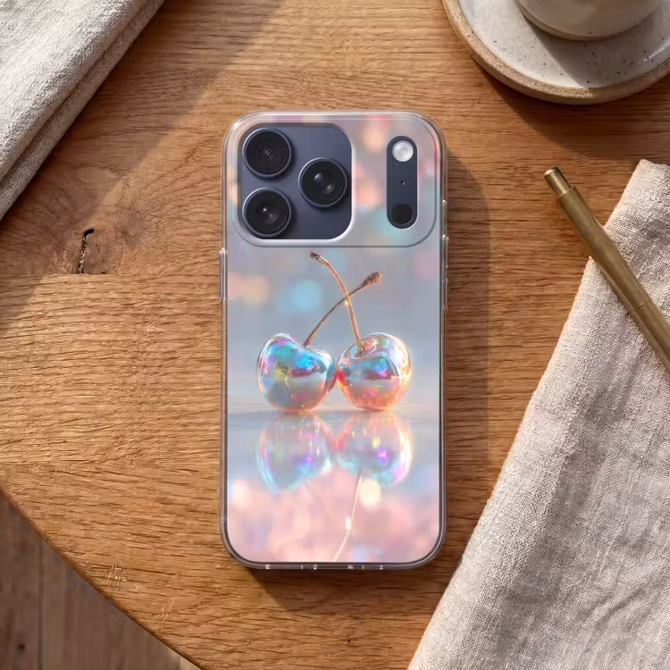 Kersen - Glanzend - Regenboogkleur Telefoonhoesje iPhone 17 Pro klein -sfeer1