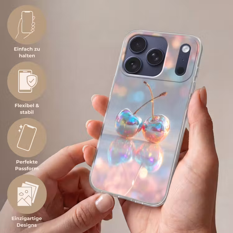 Kersen - Glanzend - Regenboogkleur Telefoonhoesje iPhone 17 Pro klein -sfeer3_DE