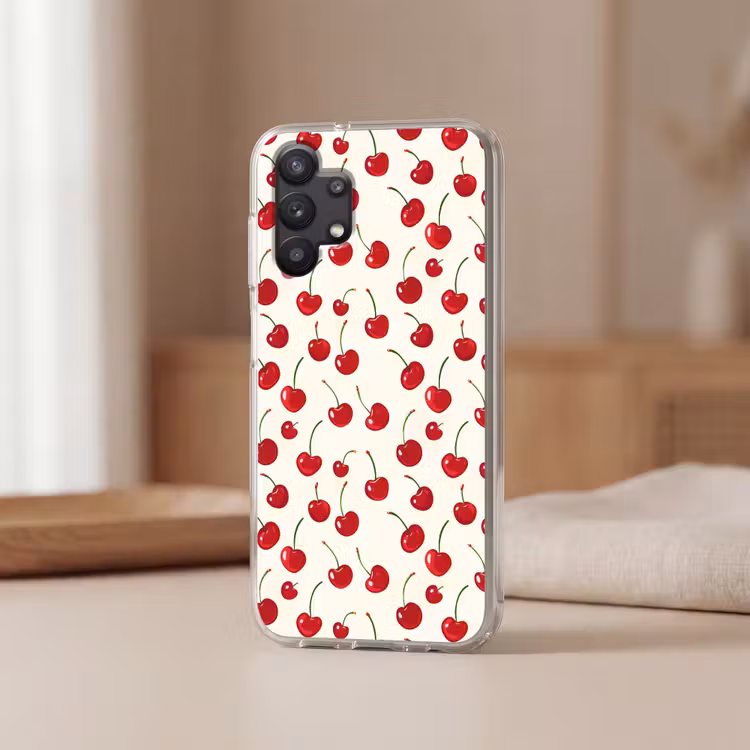 Kersen - Minimalistisch - Rood Telefoonhoesje Samsung Galaxy A32 5G klein 346 -sfeer2