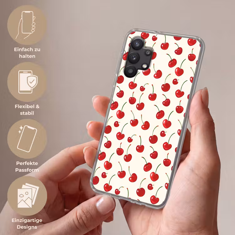Kersen - Minimalistisch - Rood Telefoonhoesje Samsung Galaxy A32 5G klein 346 -sfeer3_DE