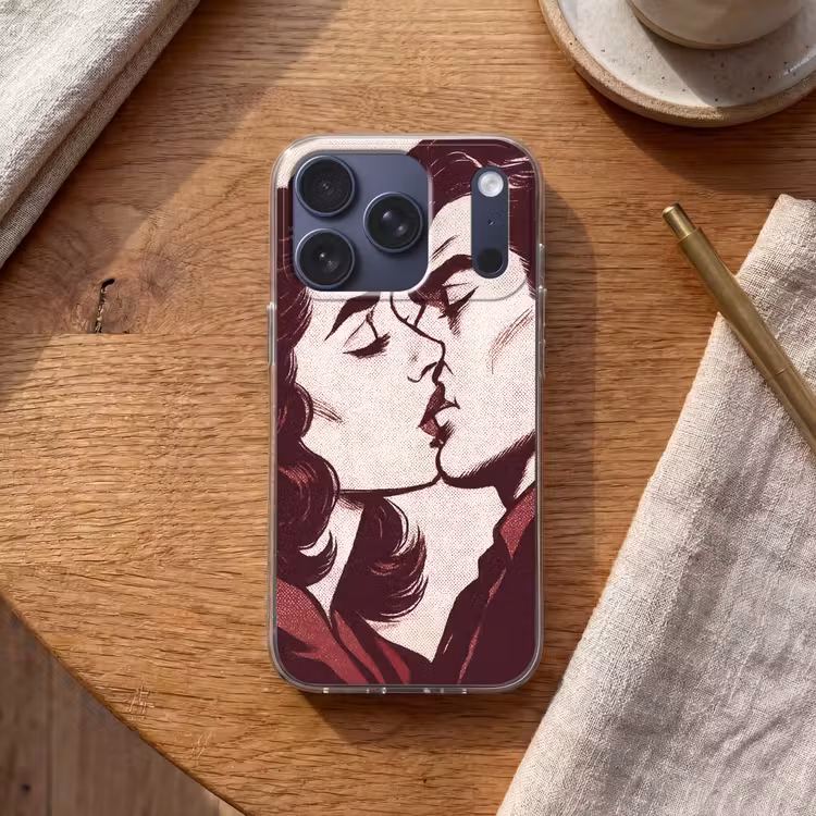 Kussen - Personen - Retro - Bordeaux Telefoonhoesje iPhone 17 Pro klein -sfeer1