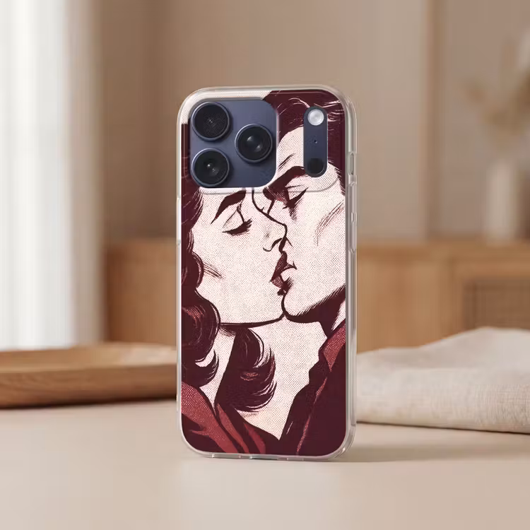 Kussen - Personen - Retro - Bordeaux Telefoonhoesje iPhone 17 Pro klein -sfeer2