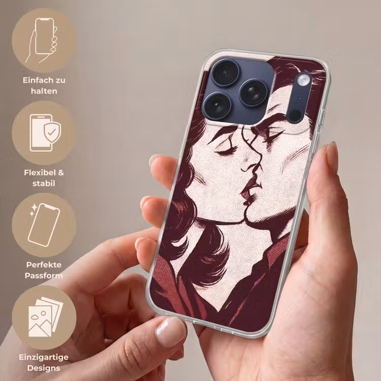 Kussen - Personen - Retro - Bordeaux Telefoonhoesje iPhone 17 Pro klein -sfeer3_DE
