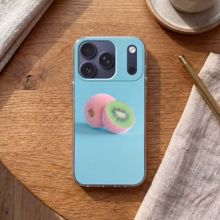 Kiwi - Blauw - Surrealistisch Telefoonhoesje iPhone 17 Pro klein -sfeer1