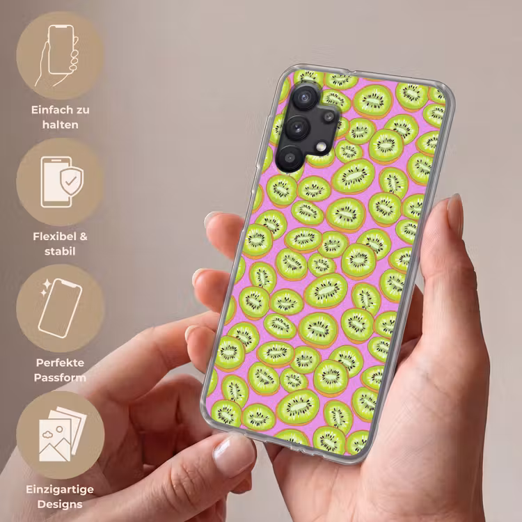 Kiwi - Speels - Groen Telefoonhoesje Samsung Galaxy A32 5G klein 346 -sfeer3_DE