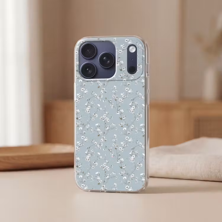 Klassiek - Bloemen - Blauw Telefoonhoesje iPhone 17 Pro klein 878 -sfeer2
