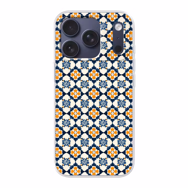 Klassiek - Geometrisch - Blauw Telefoonhoesje iPhone 17 Pro klein 878 -3d