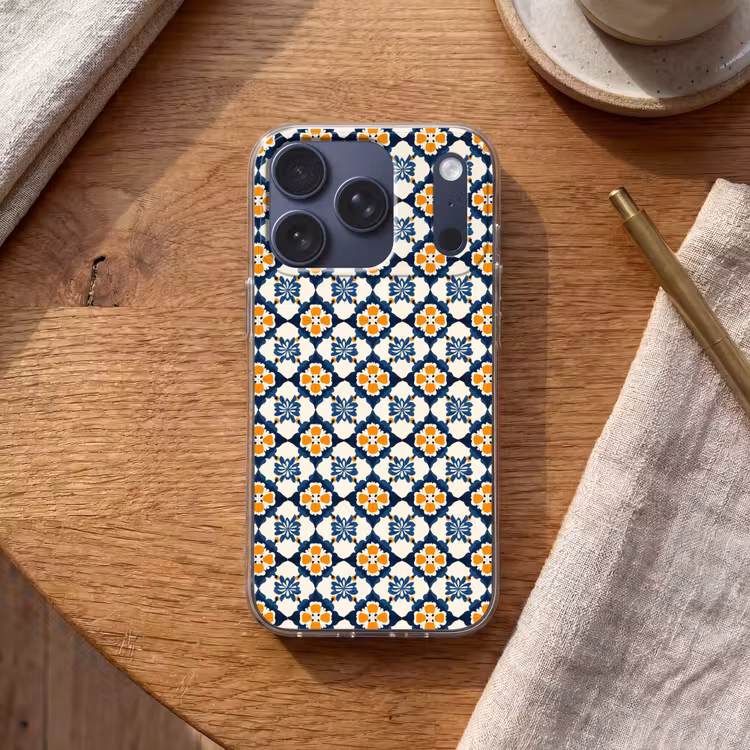 Klassiek - Geometrisch - Blauw Telefoonhoesje iPhone 17 Pro klein 878 -sfeer1