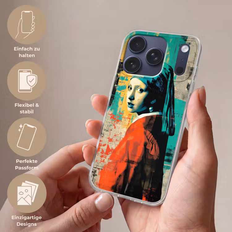 Klassiek - Pareloorbel - Streetartstijl - Kleurrijk Telefoonhoesje iPhone 17 Pro klein -sfeer3_DE