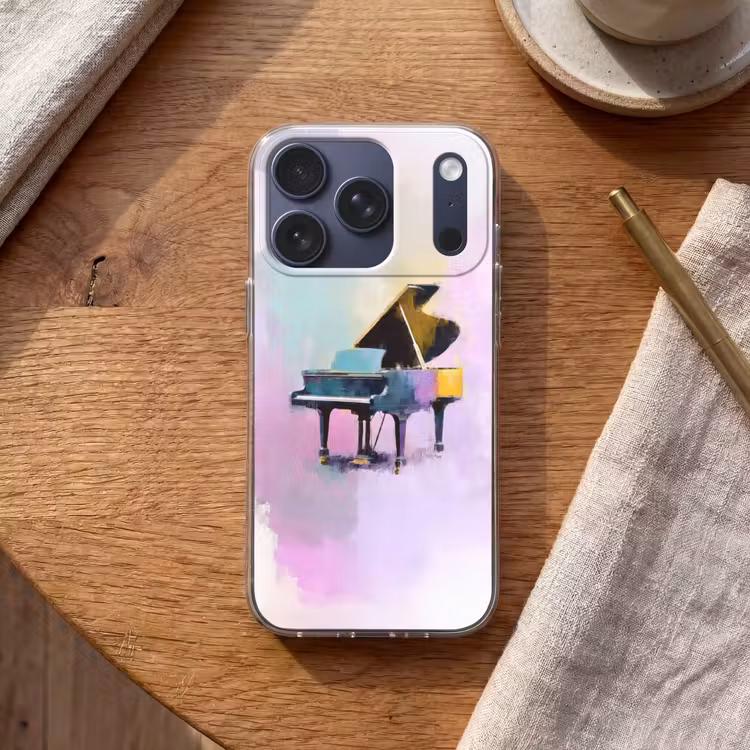Piano - Pastel - Elegant - Dromerig Telefoonhoesje iPhone 17 Pro klein -sfeer1