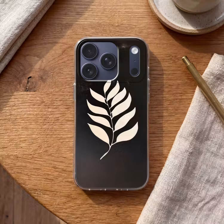 Blad - Wit - Minimalistisch Telefoonhoesje iPhone 17 Pro klein -sfeer1