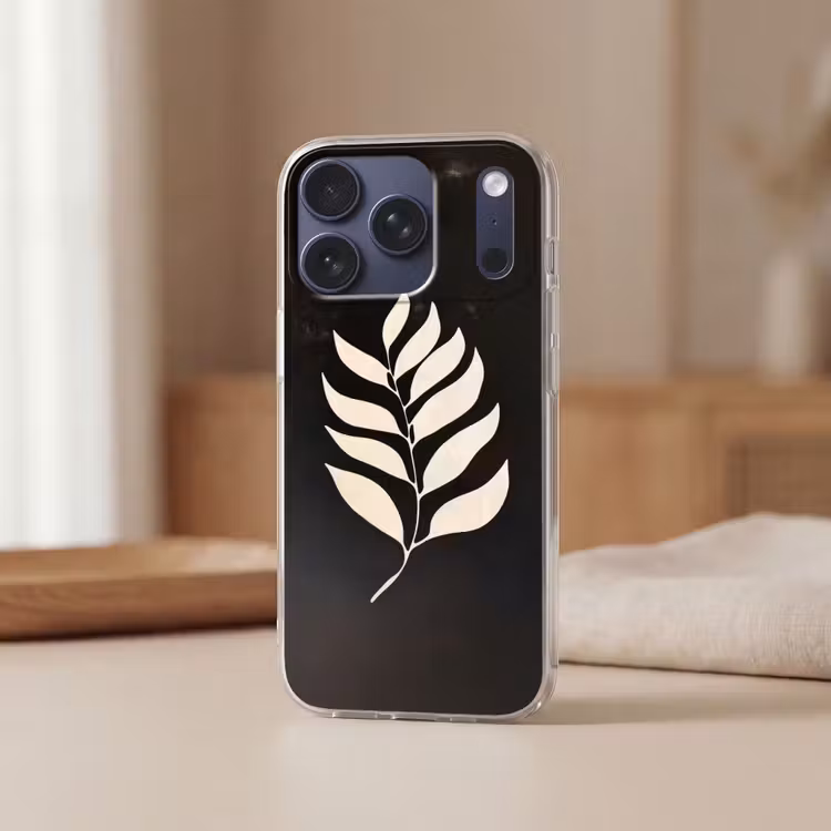 Blad - Wit - Minimalistisch Telefoonhoesje iPhone 17 Pro klein -sfeer2