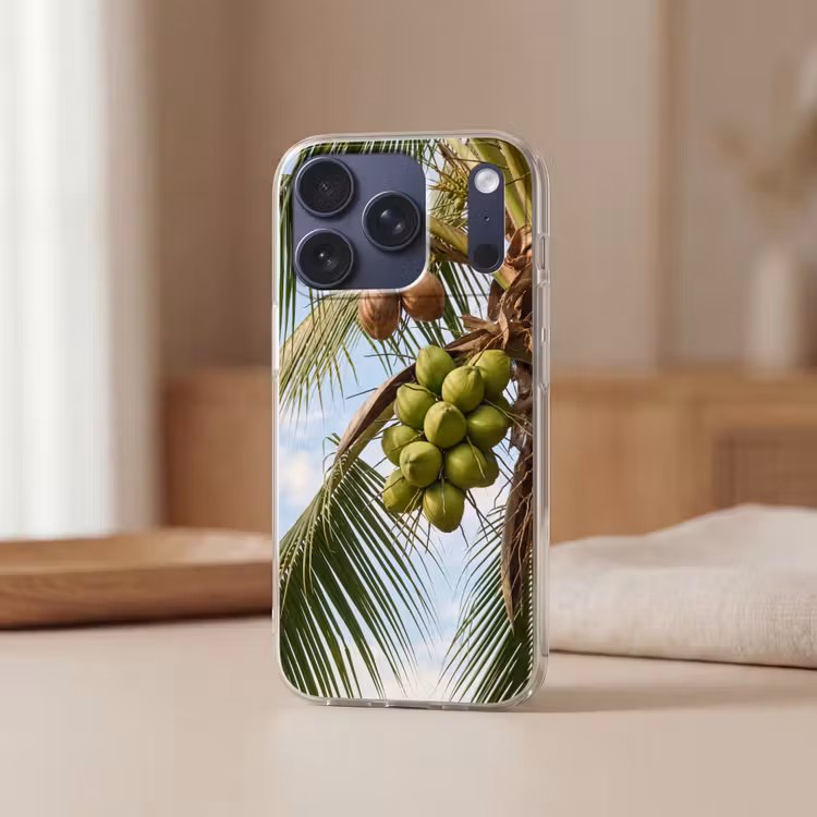 Kokosnoot - Boom - Tropisch - Natuur - Groen Telefoonhoesje iPhone 17 Pro klein -sfeer2