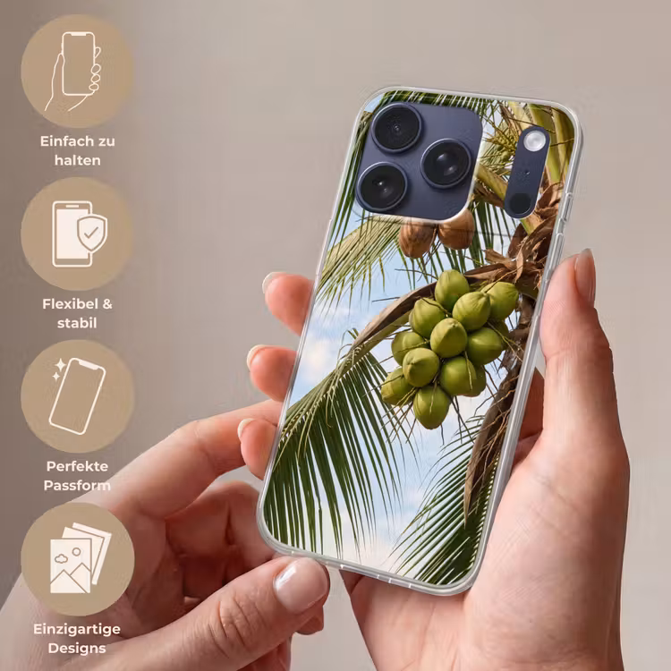 Kokosnoot - Boom - Tropisch - Natuur - Groen Telefoonhoesje iPhone 17 Pro klein -sfeer3_DE