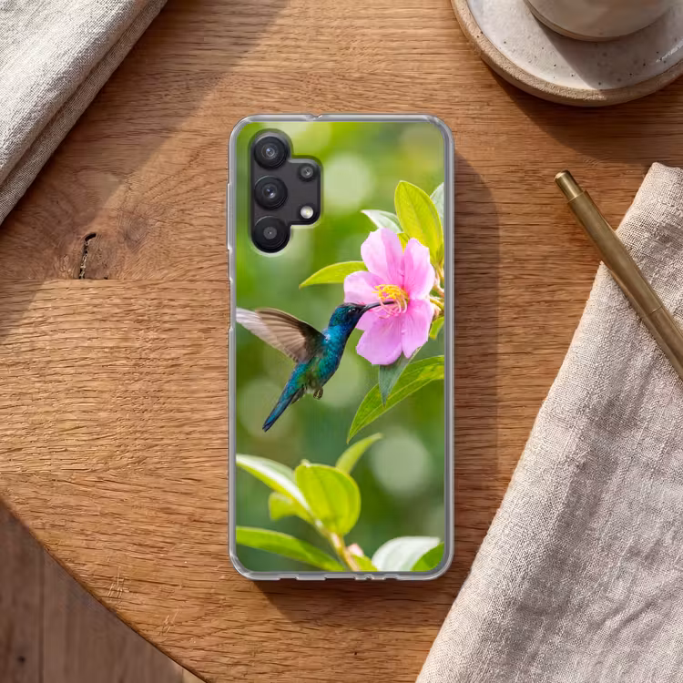 Kolibrie - Bloem - Natuur - Groen Telefoonhoesje Samsung Galaxy A32 5G klein -sfeer1
