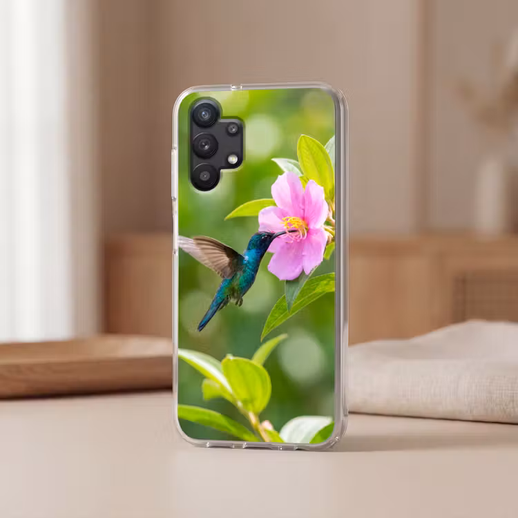 Kolibrie - Bloem - Natuur - Groen Telefoonhoesje Samsung Galaxy A32 5G klein -sfeer2