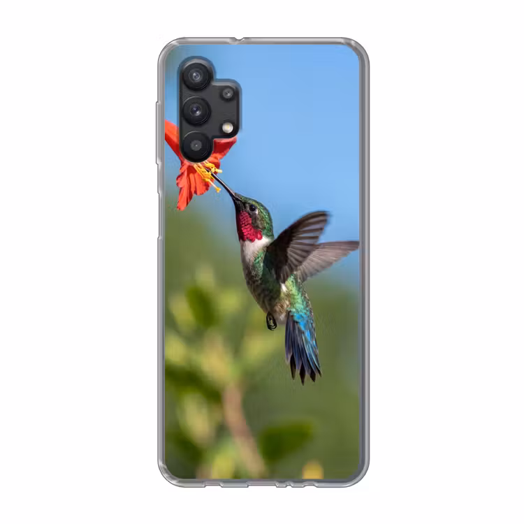 Kolibrie - Bloem - Natuur - Groen Telefoonhoesje Samsung Galaxy A32 5G klein -3d