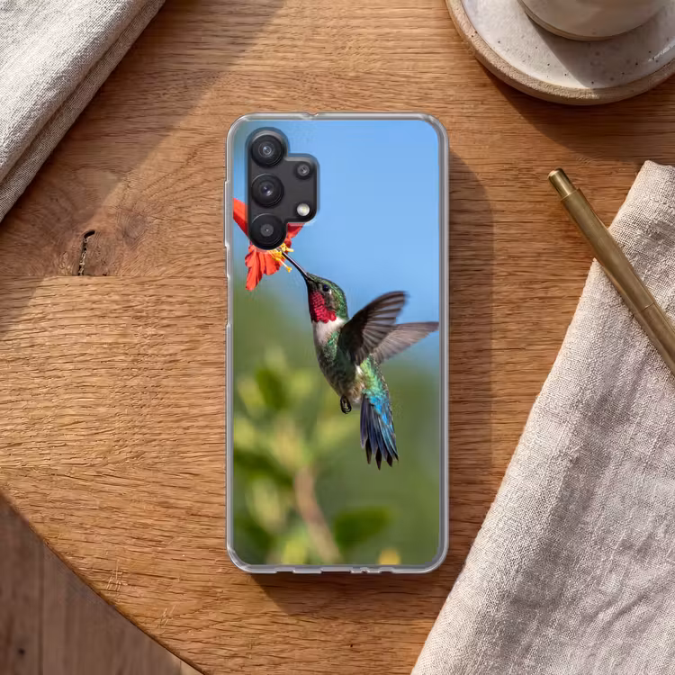 Kolibrie - Bloem - Natuur - Groen Telefoonhoesje Samsung Galaxy A32 5G klein -sfeer1
