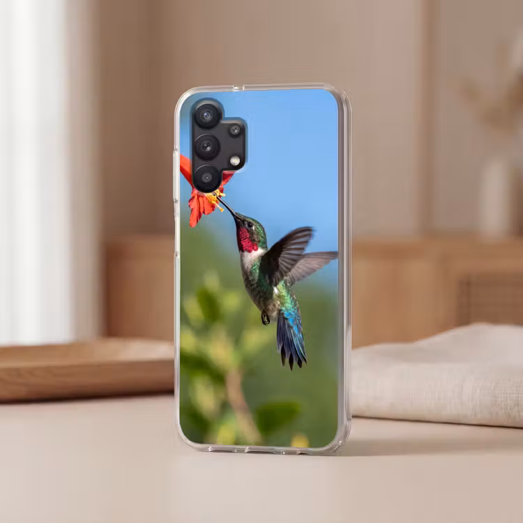 Kolibrie - Bloem - Natuur - Groen Telefoonhoesje Samsung Galaxy A32 5G klein -sfeer2