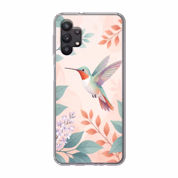 Kolibrie - Vliegen - Natuur - Illustratie - Kleurrijk Telefoonhoesje Samsung Galaxy A32 5G klein -3d